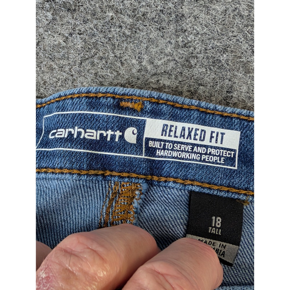 Carhartt Rugged Flex Relaxed Fit Double Front Jeans Womens 18 Tall Blue NWT - Picture 6 of 16